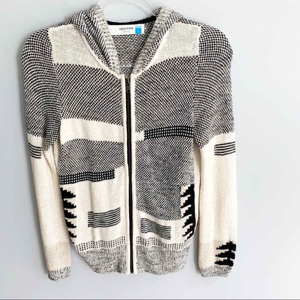 Sparrow Anthro Full Zip Hooded Sweater Jacket